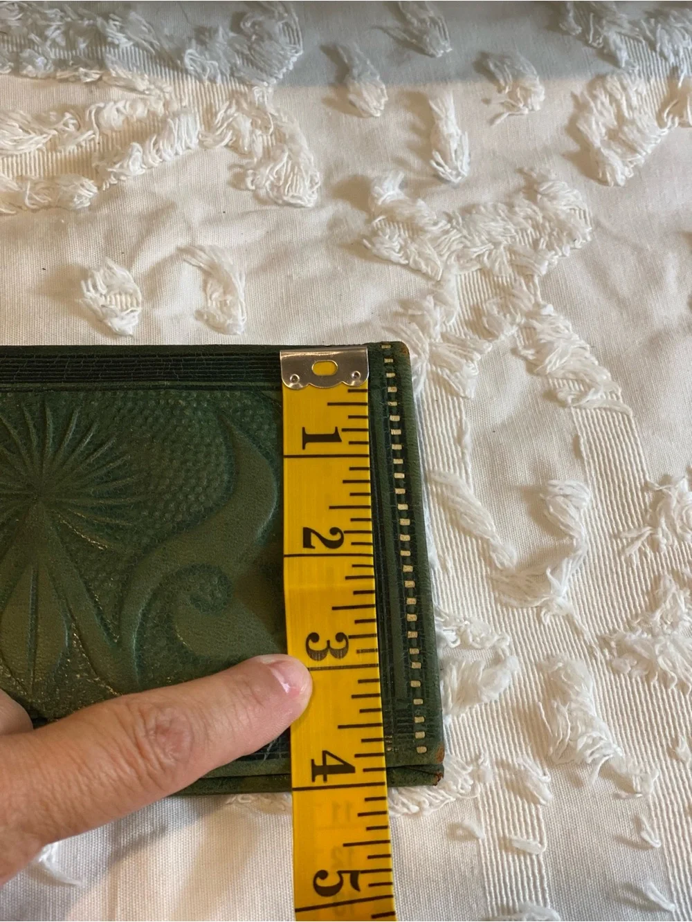 Vintage embossed Green Embossed Leather Wallet